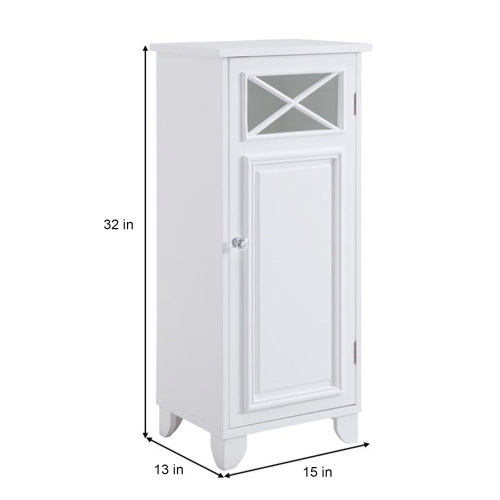 Teamson Home Floor Standing Bathroom Storage Cabinet Cross Molding 1 Door White