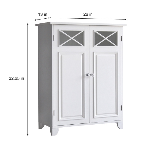 Armoire de plancher de la salle de bain Teamson Home en bois rangement en lin 2 portes Blanc