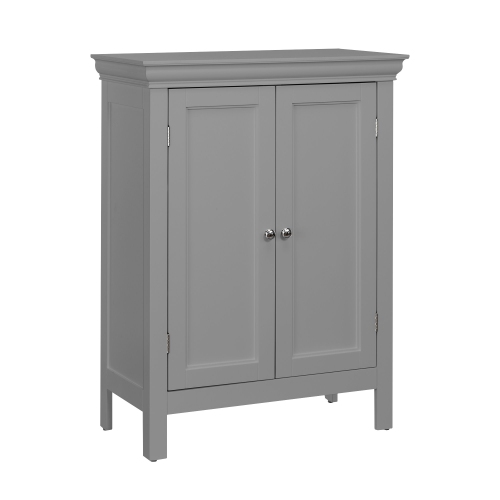 Image 1 de 4.. Armoire de salle de bain de Teamson Home avec rangement au sol, armoire à 2 portes, tablettes grises