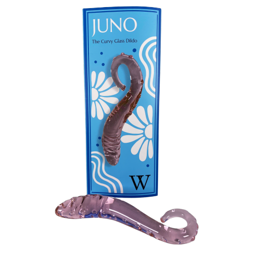 V for Vibes Glass Dildo, Glass Sex Toy Juno - Rose clair