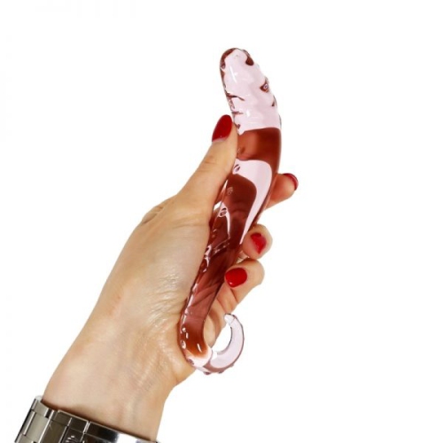V for Vibes Glass Dildo, Glass Sex Toy Juno - Rose clair