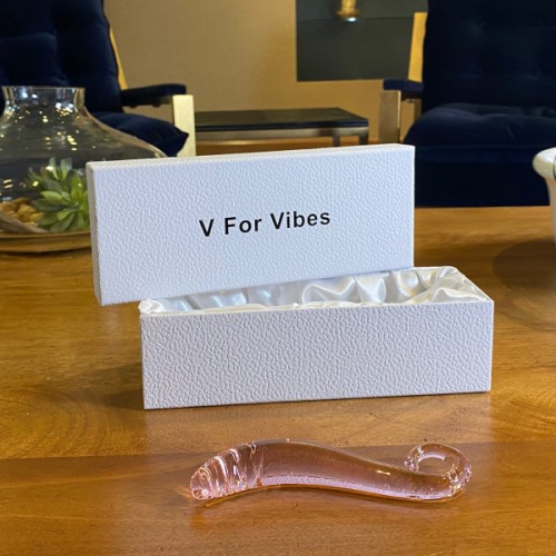 V for Vibes Glass Dildo, Glass Sex Toy Juno - Rose clair
