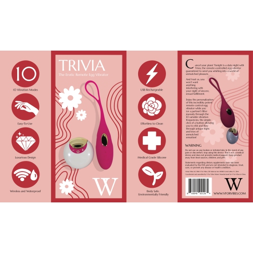 V For Vibes Remote Egg Vibrator Trivia, Remote Control Vibrating Egg - Pink