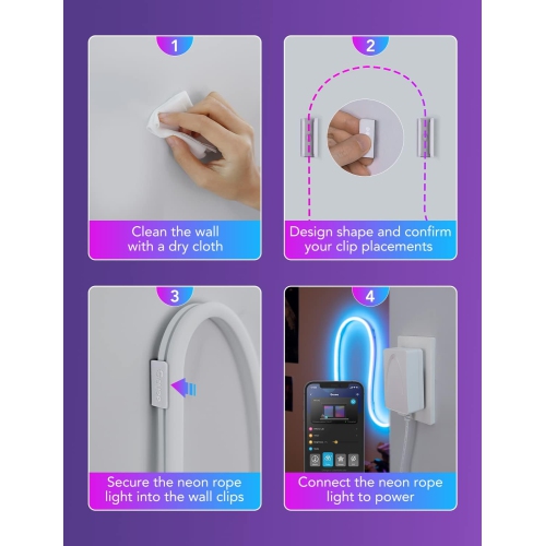 Govee RGBIC Neon Rope Light, 6.56ft LED Rope Lights with Music Sync, DIY Lighting Mode, Works with Alexa and Google Assistant, LED Strip Lights for