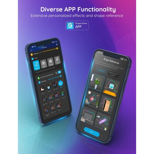 Govee RGBIC Neon Rope Light, 6.56ft LED Rope Lights with Music Sync, DIY Lighting Mode, Works with Alexa and Google Assistant, LED Strip Lights for