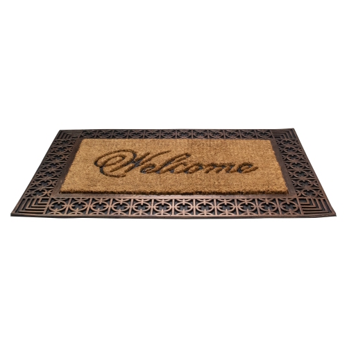 Gold and Natural Coir Rectangular "Welcome" Doormat 23" x 35"