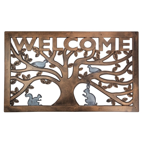 Tree with Animals Rectangular "Welcome" Doormat 18" x 30"