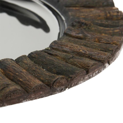 14" Handcrafted Decorative Round Rustic Charger Serving Tray with Wood Accents