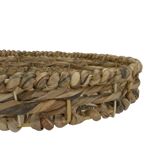 Set of 3 Round Natural Woven Water Hyacinth Serving Trays 16"