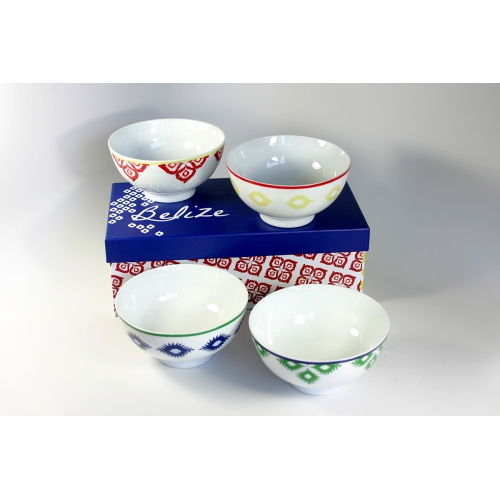 Ensemble de 4 bols à soupe en porcelaine Belize colorés avec boîte-cadeau