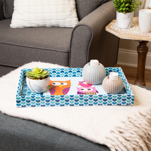 Vintage Style Owl Rectangular Serving Trays - 19" - Set of 3