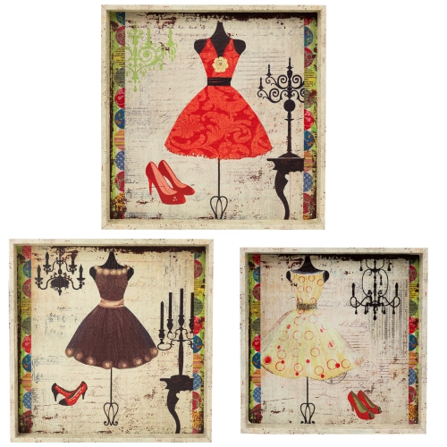 Fashion Dresses Square Serving Trays - 16" - Set of 3