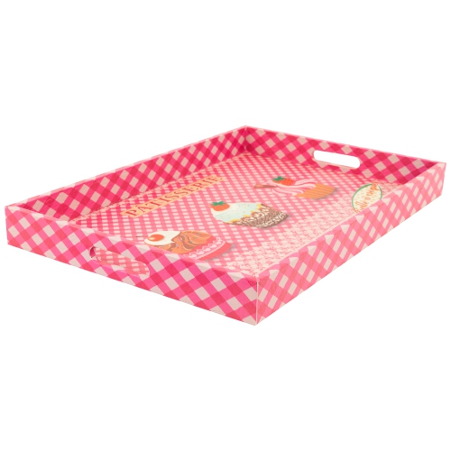 Set of 3 Pink and Blue "PATISSERIE" Rectangular Serving Trays 19"