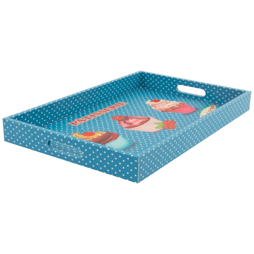 Set of 3 Pink and Blue "PATISSERIE" Rectangular Serving Trays 19"