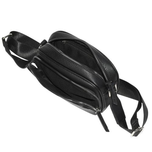 NICCI – Sac à bandoulière avec poche avant à fermeture à glissière, noir
