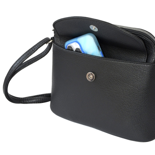 NICCI Crossbody Bag with Front Flap, Black