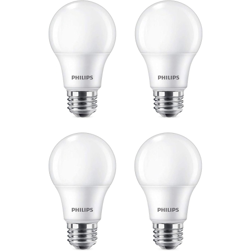 PHILIPS Led 60W A19 Soft White Non Dimmable(2700K)-4 Pack(Packing may Vary)