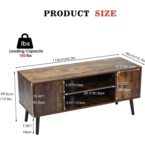 HOMEFORT Mid-Century TV Console Table,