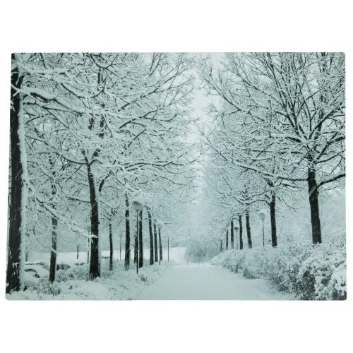 NORTHLIGHT  Led Lighted Fiber Optic Twinkling Snow Covered Tree Scene Canvas Wall Art 15.75" X 11.75"