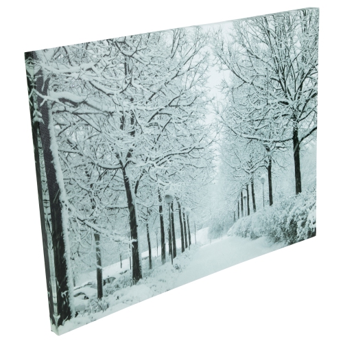 LED Lighted Fiber Optic Snow Covered Trees Christmas Canvas Wall Art - 11.75" x 15.75"