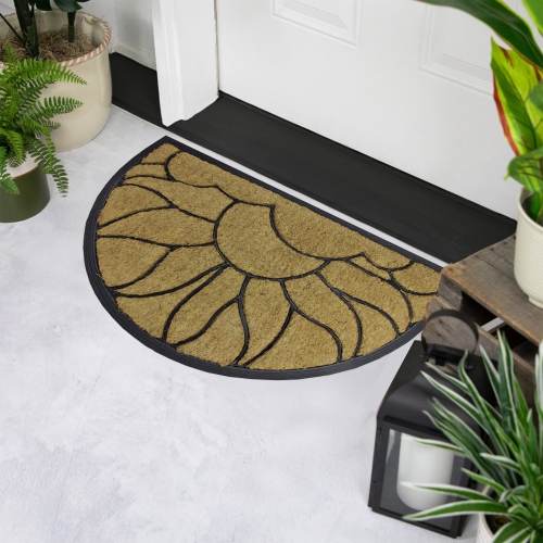 Brown and Black Sunflower Half Round Doormat 29 x 17