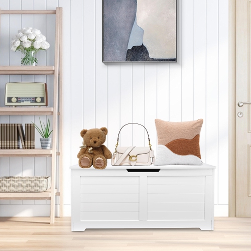 Coffres à jouets de 39 po et rangement, coffre à jouets avec charnières de sécurité pour banc de rangement pour chaussures et armoire de rangement