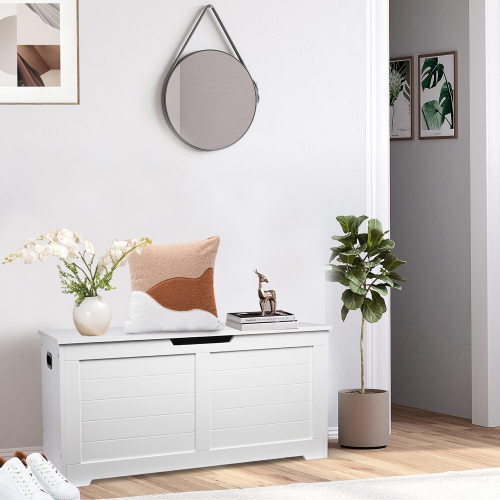 Coffres à jouets de 39 po et rangement, coffre à jouets avec charnières de sécurité pour banc de rangement pour chaussures et armoire de rangement