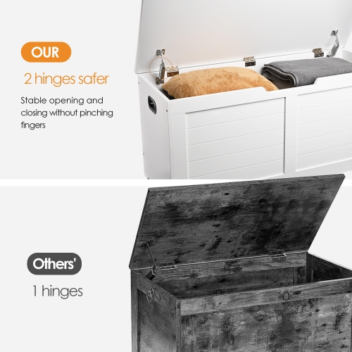 Coffres à jouets de 39 po et rangement, coffre à jouets avec charnières de sécurité pour banc de rangement pour chaussures et armoire de rangement