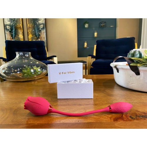 V For Vibes Rose Dual Vibrator, Rose Toy Daphne - Red