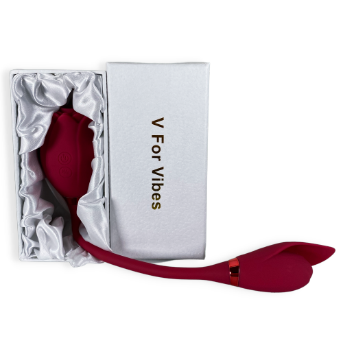 V For Vibes Rose Dual Vibrator, Rose Toy Daphne - Red