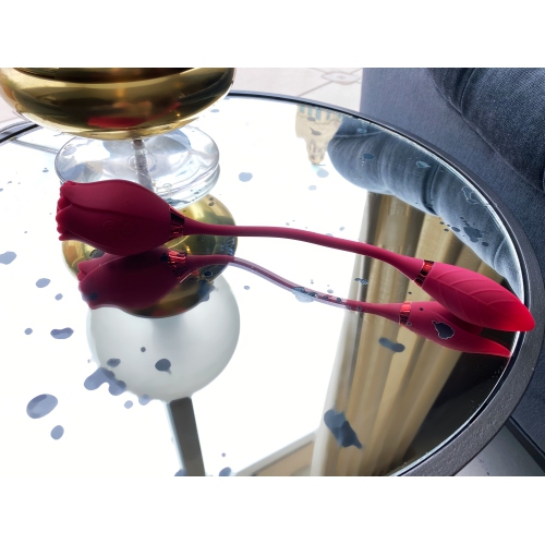 V For Vibes Rose Dual Vibrator, Rose Toy Daphne - Red