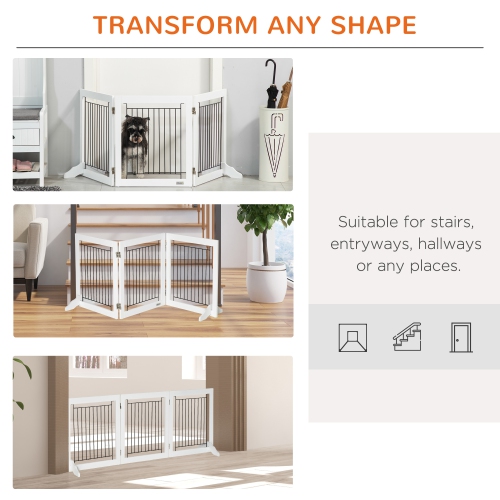 PawHut – barrière pour animal de compagnie autonome, barrière pliable pour chien avec 2 pieds de soutien, 24 po de hauteur, 3 panneaux, pour petits