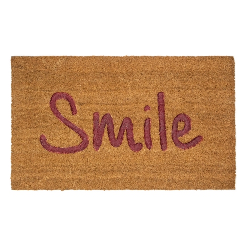 NORTHLIGHT  Natural Coir "smile" Outdoor Rectangular Doormat 18" X 30"