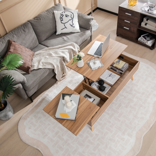 Costway 47" Lift Top Coffee Table Central Table with Hidden Compartments for Living Room