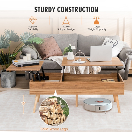 Costway 47" Lift Top Coffee Table Central Table with Hidden Compartments for Living Room