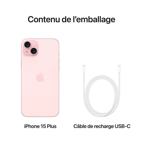 iPhone 15 Plus de 128 Go d'Apple avec Fido - Rose - Financement mensuel