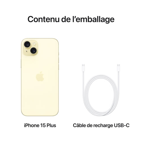 iPhone 15 Plus de 128 Go d'Apple avec Virgin Plus - Jaune - Financement mensuel