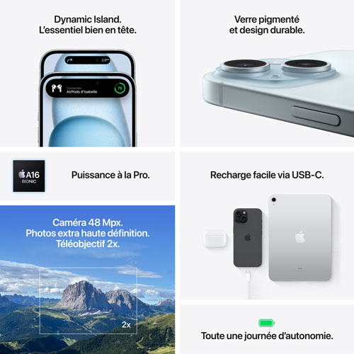 iPhone 15 Plus de 512 Go d'Apple avec Bell - Jaune - Financement mensuel
