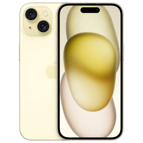 iPhone 15 de 128 Go d'Apple avec Fido - Jaune - Financement mensuel