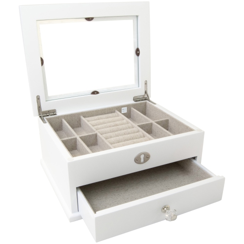 Mele and Co Mini Lili Glass Top Wooden Jewelry Box