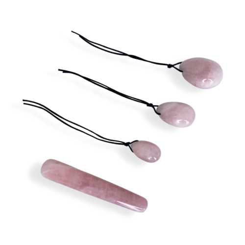 V For Vibes Rose Quartz Egg Set and Clear Quartz Yoni Eggs - Pink