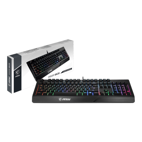 MSI Vigor GK20 US Gaming Backlit RGB Dedicated Hotkeys Anti-Ghosting Water  Resistant Gaming Keyboard