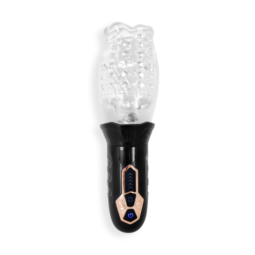 V For Vibes Rotating Male Masturbator Male Vibrator Vulcan Clear Black