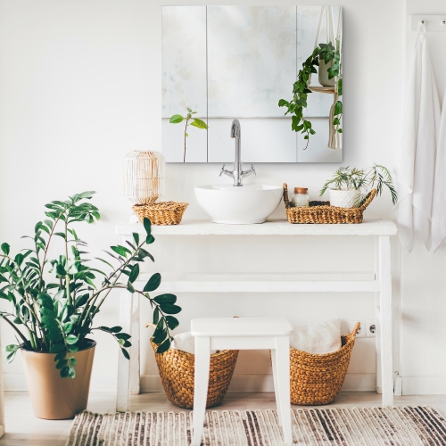 kleankin 28" x 24" Medicine Cabinet, Wall Mounted Bathroom Mirror Cabinet with Mirrored Doors, Adjustable Shelves, White