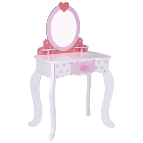 Ensemble de coiffeuse en bois pour enfants TOOKYLAND - Table de maquillage avec miroir et chaise, jouet de jeu factice pour tout-petits de 3 ans et