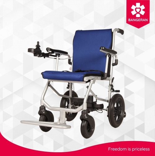 BANGERAN  Litewanderer Extra Compact Mobility Wheelchair Designed for Easy Travel, Airline Cruise Friendly, Fits Into Trunks Narrow Spaces - In Blue