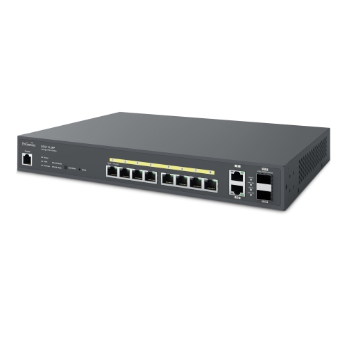 EnGenius 8-Port Cloud Managed 1U Rack-Mount 13" Gigabit L2 PoE+ Switch, 2x1Gb SFP, 802.3af/at, 130W -(ECS1112FP)