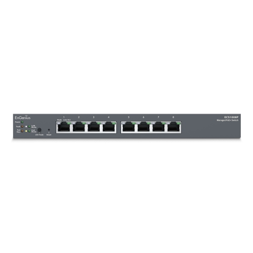 EnGenius – Commutateur PoE Gigabit L2 de bureau géré par le Cloud à 8 ports, 802,3af, 55 W