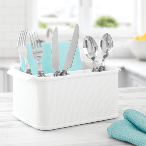  mDesign Plastic Cutlery Storage Organizer Caddy Bin