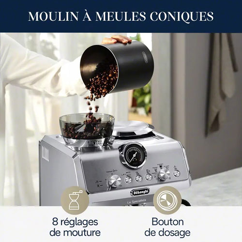 Machine à espresso automatique La Specialista Arte Evo de De'Longhi avec mousseur et moulin à café - Acier inoxydable